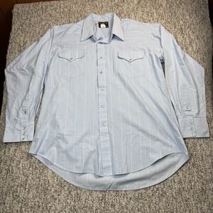 Vintage Ruddock Shirt Mens Large 17.5/35 Classic Fit Pearl Snap Western USA
